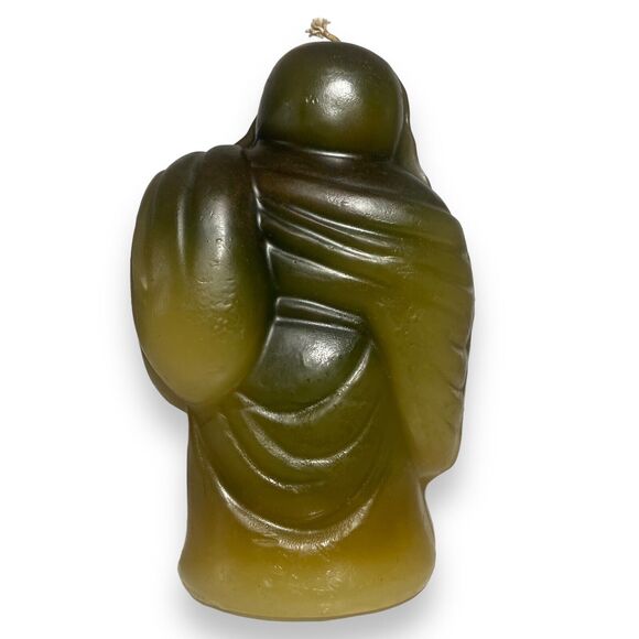 Vintage Japan 7 in Handcrafted Laughing Buddha Hotei Luck Bringing Brown Candle - Picture 3 of 11